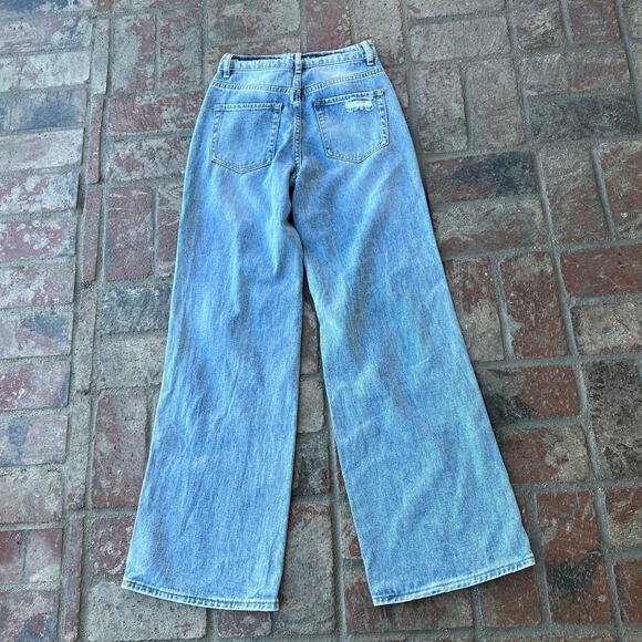 Pacsun Baggy Jean Distressed High Waisted Torn Light Wash Size 25 - Picture 5 of 5
